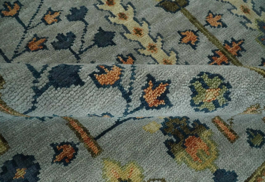 Custom Made Hand Knotted Living Room and Bedroom Rug Rust and Silver Traditional Turkish Style Wool Rug