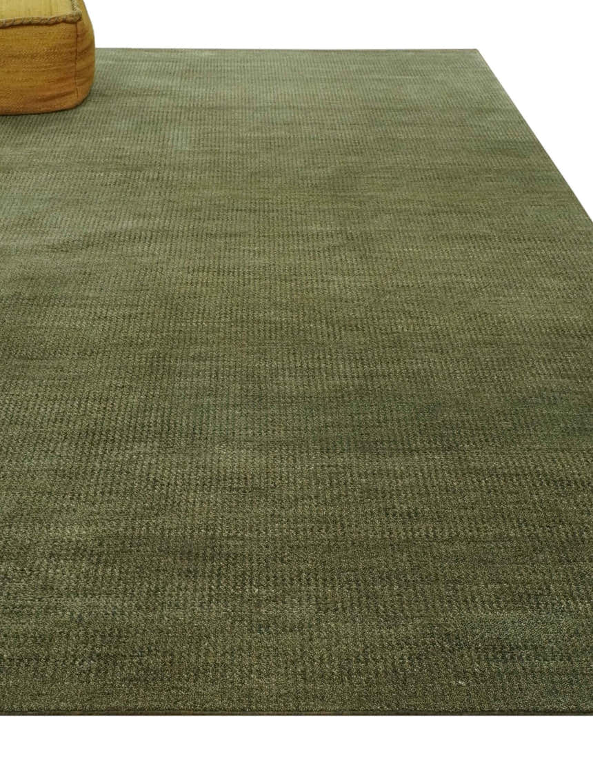 Custom Made Hand Knotted Blue and Brown Stripes Design Contemporary Area Rug