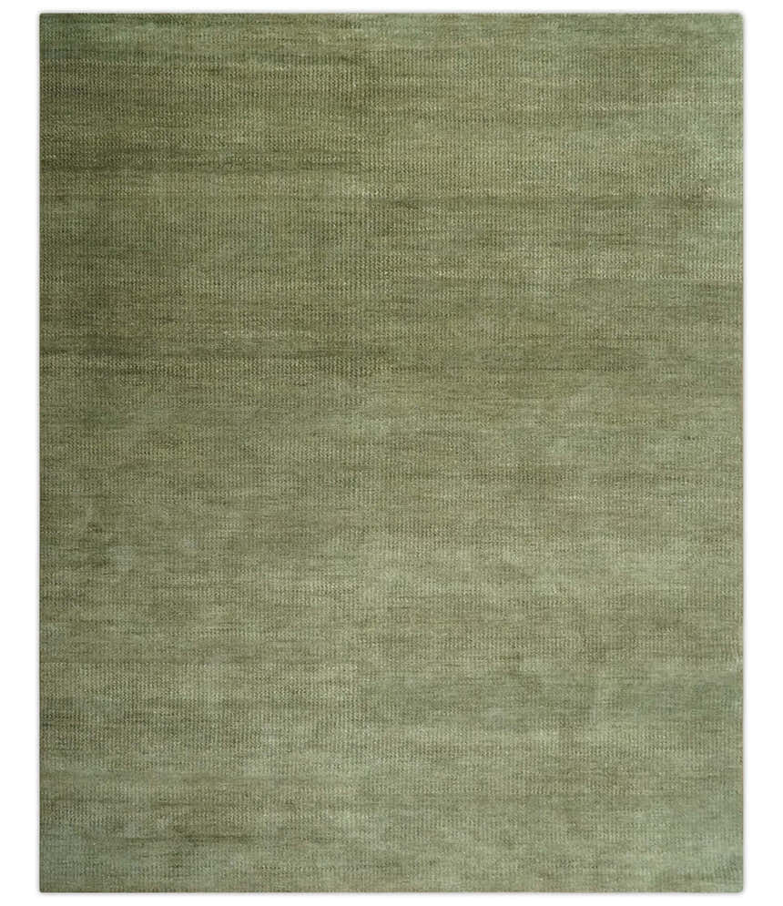 Custom Made Hand Knotted Blue and Brown Stripes Design Contemporary Area Rug