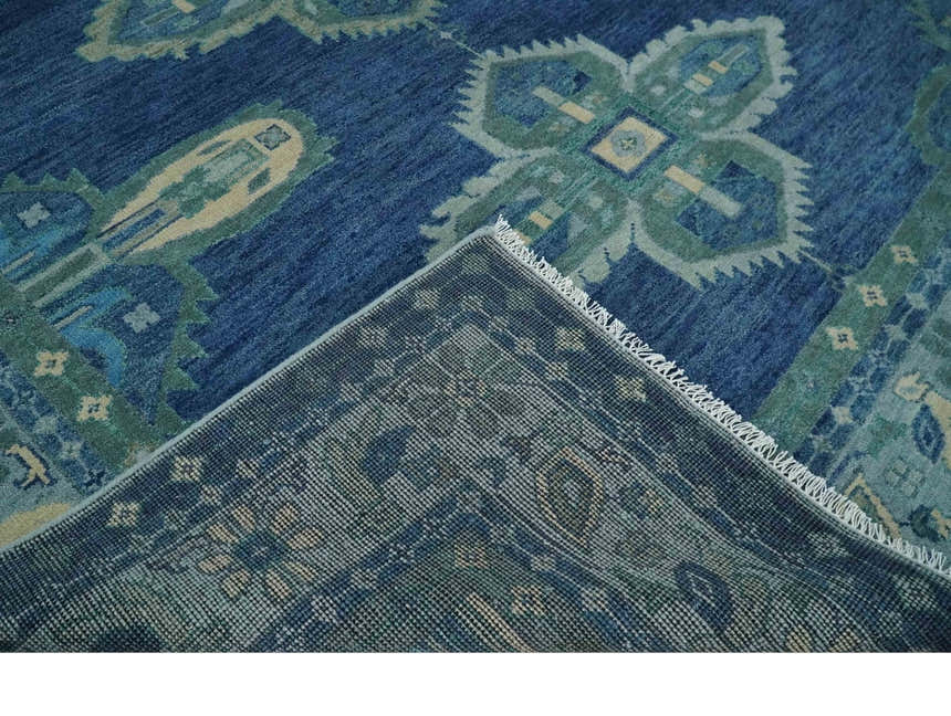 Tullu Custom Made Hand Knotted Blue and Silver Traditional Wool Rug
