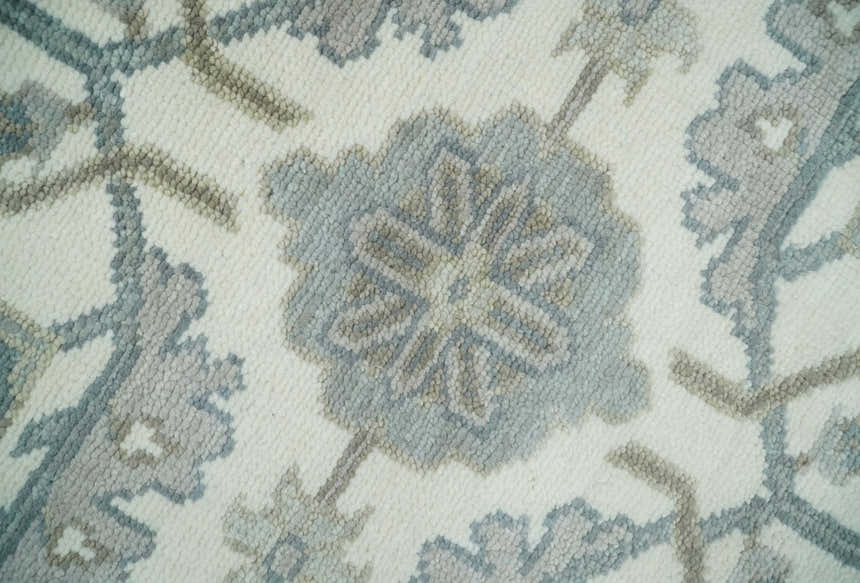 Custom Made Hand Knotted Ivory and Silver Oriental Oushak Multi Size Traditional Wool Area Rug, Living Room and Bedroom Rug