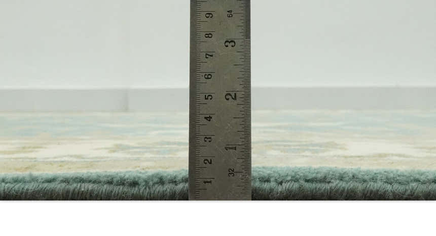 Custom Made Hand Knotted Teal, Ivory and Olive Oriental Oushak wool area rug