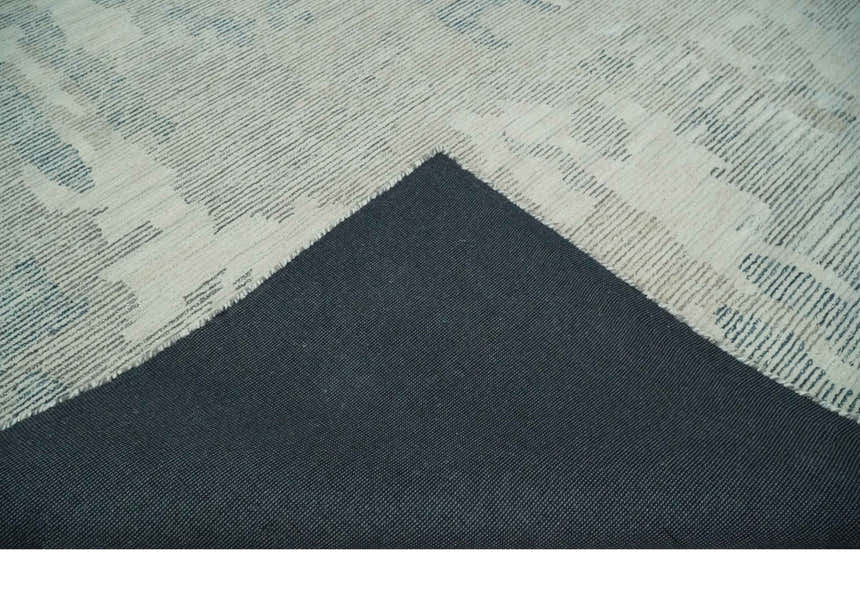 Custom Made Hand Tufted Ivory, Beige and Charcoal Modern Abstract Design Rug