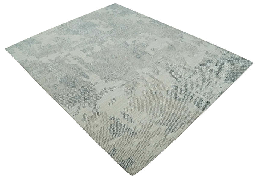 Custom Made Hand Tufted Ivory, Beige and Charcoal Modern Abstract Design Rug