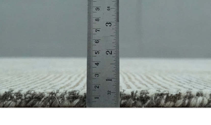 Custom Made Hand Tufted Ivory, Olive and Charcoal Modern Abstract Stripes Design Rug