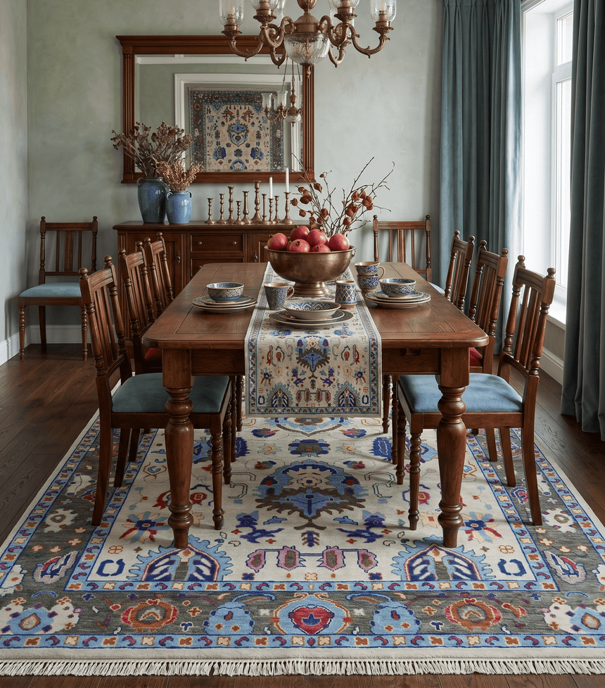 Custom Made Ivory and Gray Hand knotted Traditional Oushak wool Area Rug