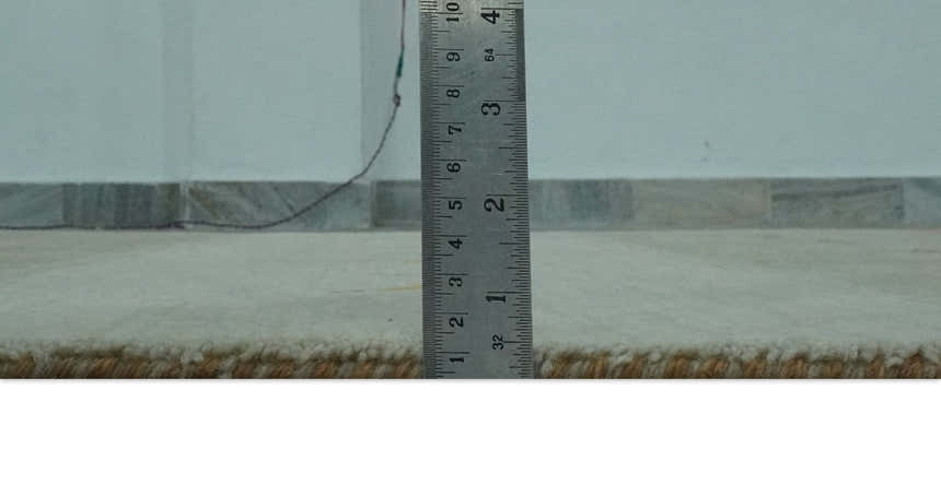 Custom Made Ivory, Beige and Rust Geometrical stripes Design Hand loom Wool Area Rug