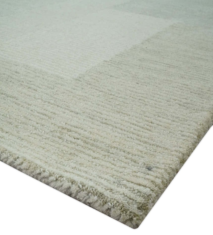 Custom Made Ivory, Gray and Beige Modern Contemporary Hand Tufted wool rug