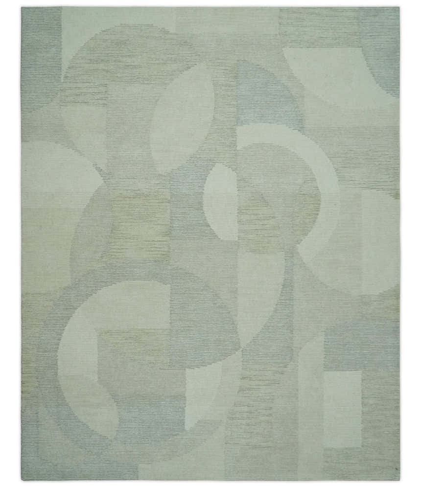 Custom Made Ivory, Gray and Beige Modern Contemporary Hand Tufted wool rug