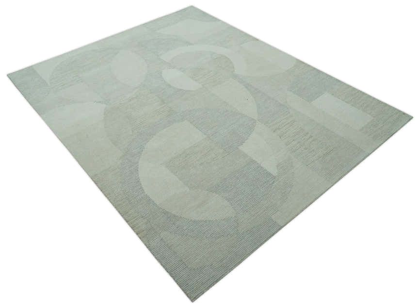 Custom Made Ivory, Gray and Beige Modern Contemporary Hand Tufted wool rug