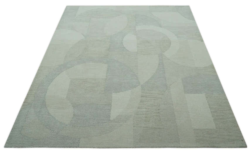 Custom Made Ivory, Gray and Beige Modern Contemporary Hand Tufted wool rug