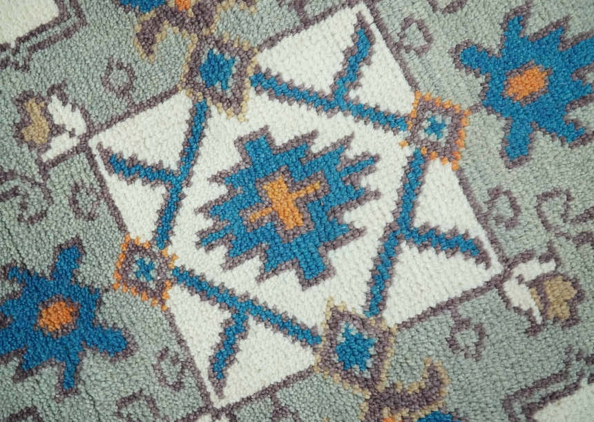 Custom Made Ivory, Gray and Camel Traditional Hand knotted Wool Area Rug