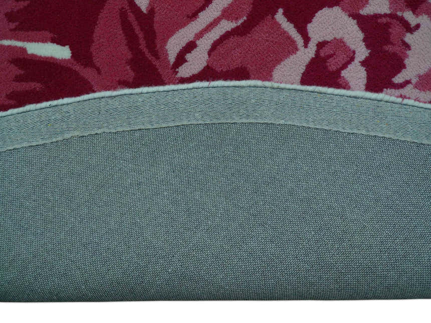 Custom Made Modern Pink Floral Hand Tufted Wool Rug