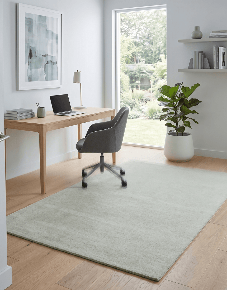 Custom Made Modern Solid Ivory Hand Tufted Wool Rug