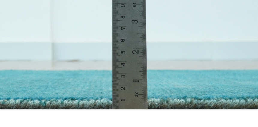 Custom Made Modern Solid Overdyed Blue Hand Knotted Wool Area Rug