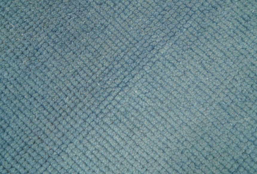 Custom Made Modern Solid Overdyed Light Blue Hand Knotted Wool Area Rug