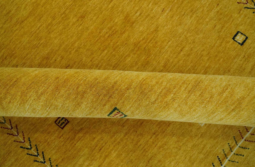 Custom Made Mustard Modern Tribal Design Wool Area Rug