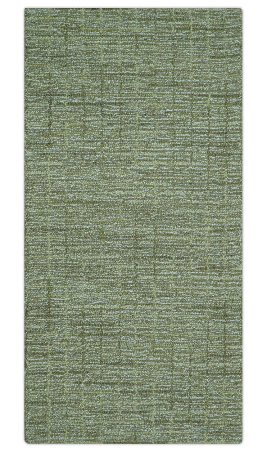 Custom Made Olive and Beige Modern Style Hand Tufted Wool Rug