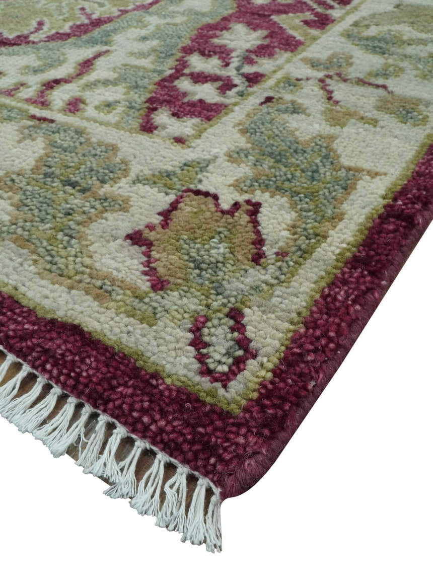 Custom Made Plum and Olive Traditional Dragon Oushak Design Hand knotted wool rug