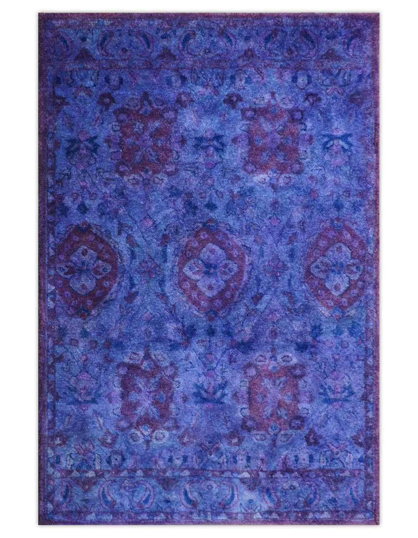 Custom Made Purple Handmade Overdyed Premium Wool Area Rug