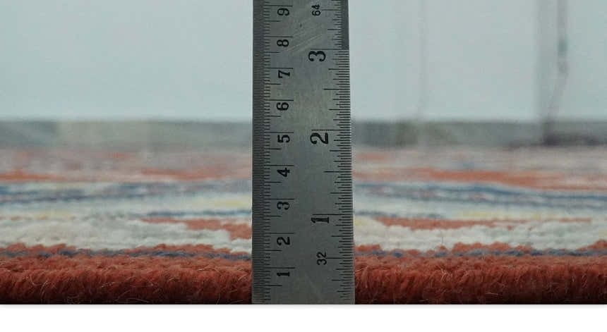 Custom Made Red, Blue, Gray and Mustard Traditional Hand knotted wool Area Rug