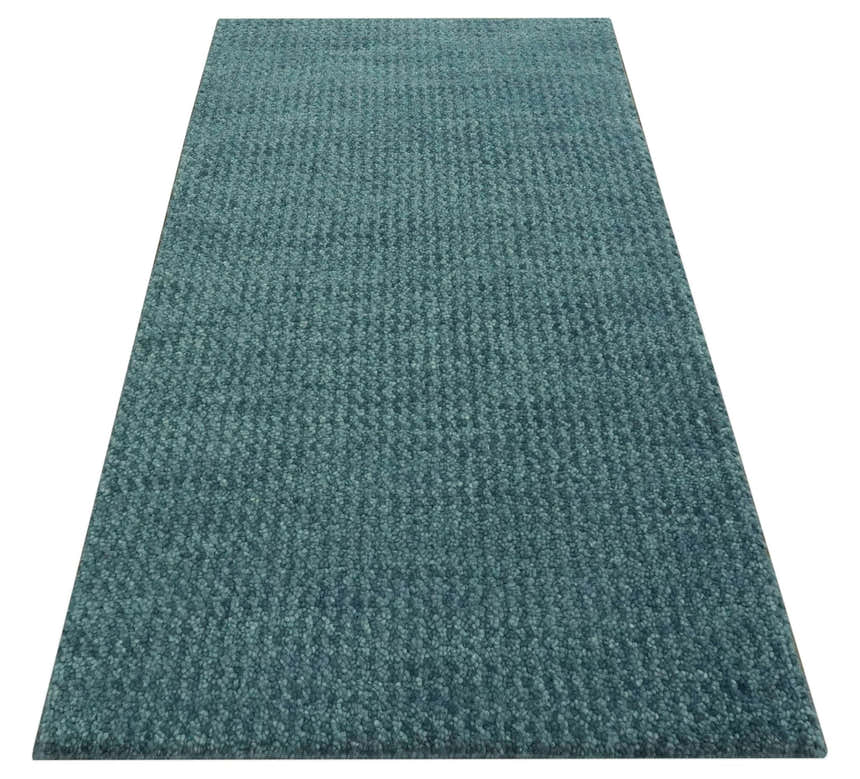 Custom Made shades of Sea Blue Contemporary Hand Knotted Wool area Rug