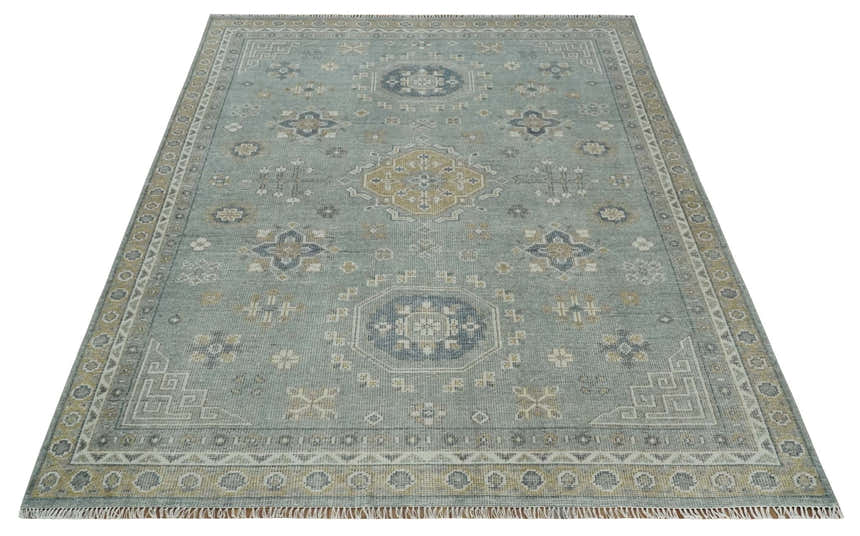 Custom Made Silver, Beige and Charcoal Traditional Hand knotted Mamluk design wool Area Rug