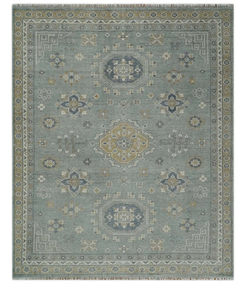 Custom Made Silver, Beige and Charcoal Traditional Hand knotted Mamluk design wool Area Rug