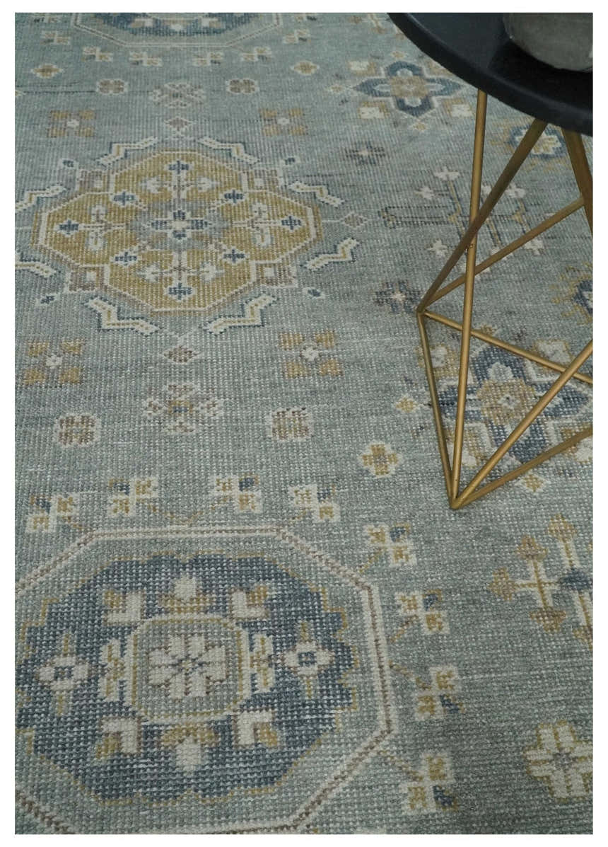 Custom Made Silver, Beige and Charcoal Traditional Hand knotted Mamluk design wool Area Rug