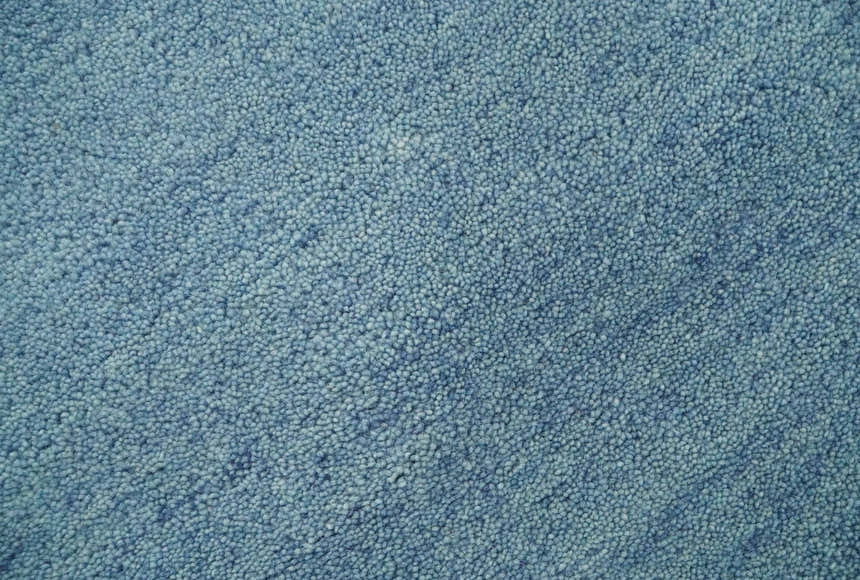 Custom Made Solid Plane Light Blue Woolen Hand Tufted wool area Rug
