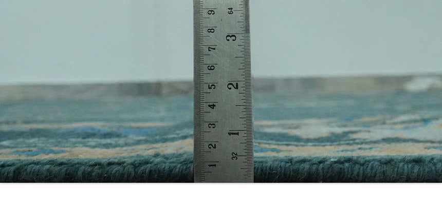 Custom Made Teal, Blue, Peach and Silver Hand Knotted Traditional Heriz wool Area Rug