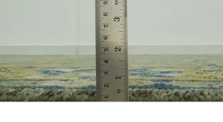 Custom Made Traditional Floral Green and Blue Hand Knotted wool area rug