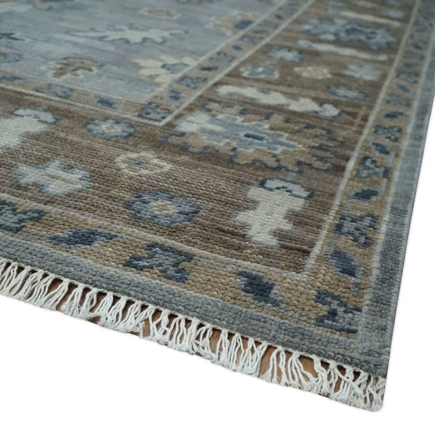 Custom Made Traditional Gray and Brown Multi Size Antique Style Hand knotted Wool Area Rug