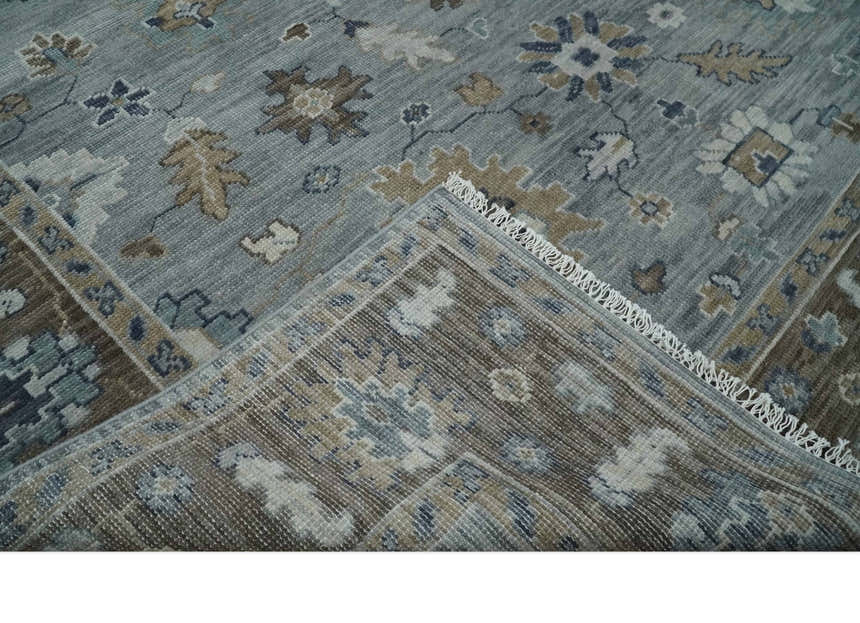 Custom Made Traditional Gray and Brown Multi Size Antique Style Hand knotted Wool Area Rug