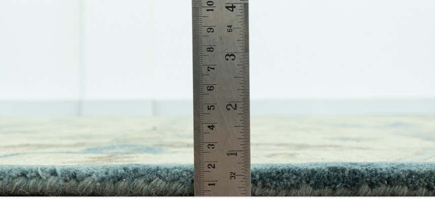 Custom Made Traditional Oushak Design Beige And Blue Hand Tufted Wool Area Rug