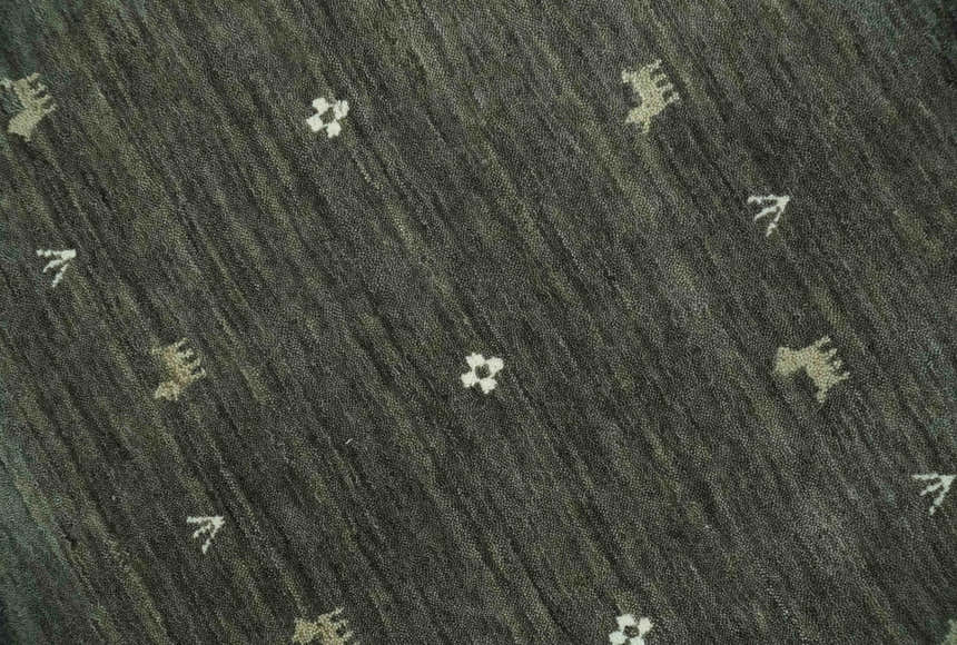 Custom Made Tribal Gabbeh Dark Green wool Area Rug