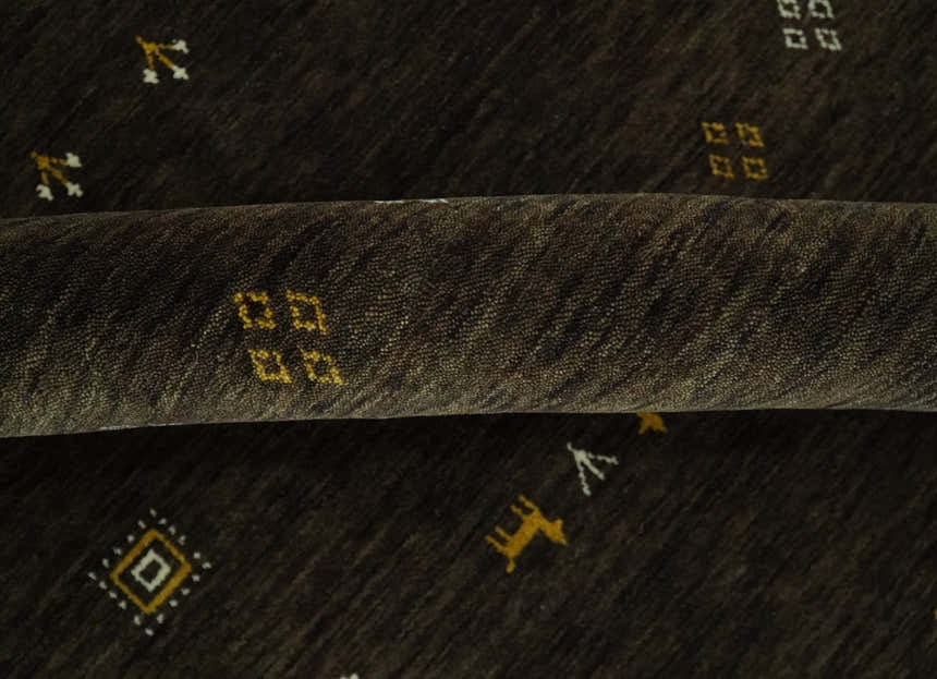 Custom Made Tribal look Greenish-Brown Traditional Hand loom Wool Area Rug