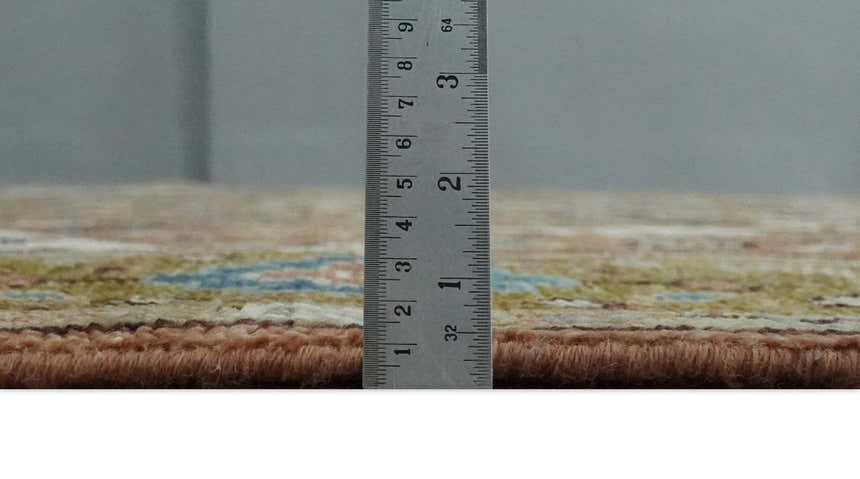 Custom Made Vintage Style Olive, Rust and Ivory Hand knotted Traditional wool Area Rug