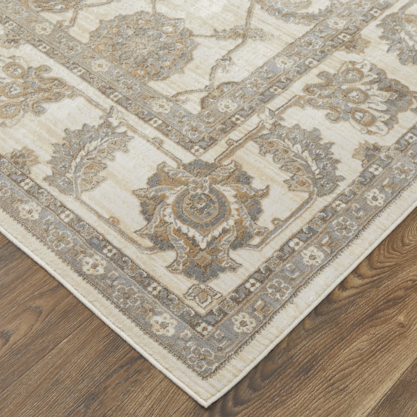 Feizy Celene Traditional Bordered - Tan/Ivory/Brown Area Rug