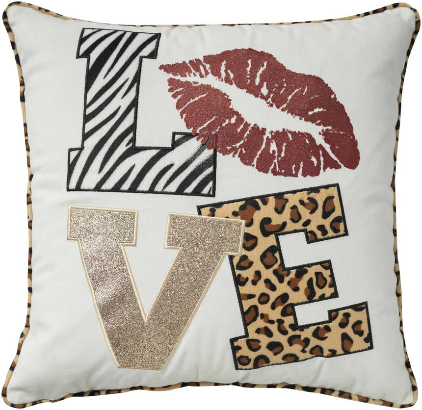 Mina Victory Holiday Pillows Lips Love Leopard Multicolor Indoor Throw Pillow - Clearance