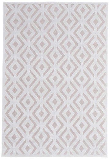 Feizy Saphir Mira rug, pink and white geometric diamond pattern. Modern, Scandinavian style. Design-Rectangle