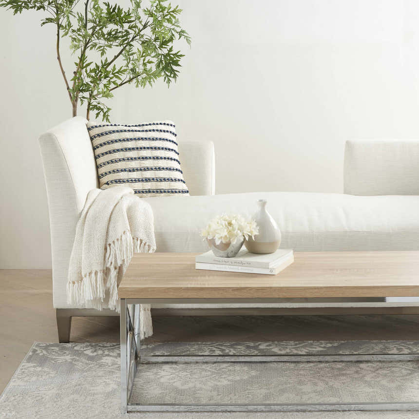 Mina Victory Lifestyle Woven Lines And Dots Navy Indoor Throw Pillow