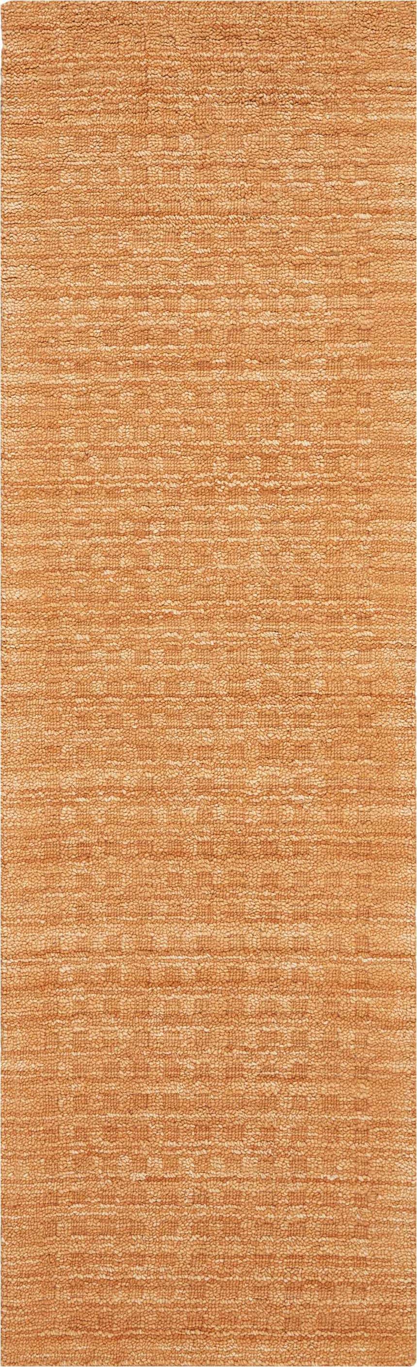 Close-up of the textured Nourison Marana Sunset rug. Contemporary style, sunset color, handmade wool and cotton rug.