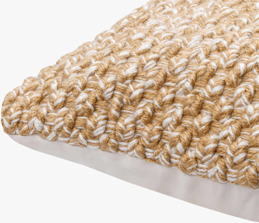 Delin Beige Quilted Texture Cottage Polyester Accent Pillow - Clearance