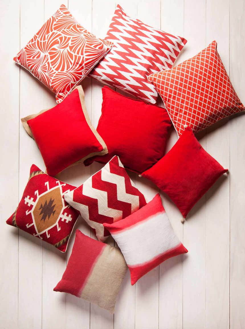 Nanango Red White Chevron Throw Pillow - Clearance