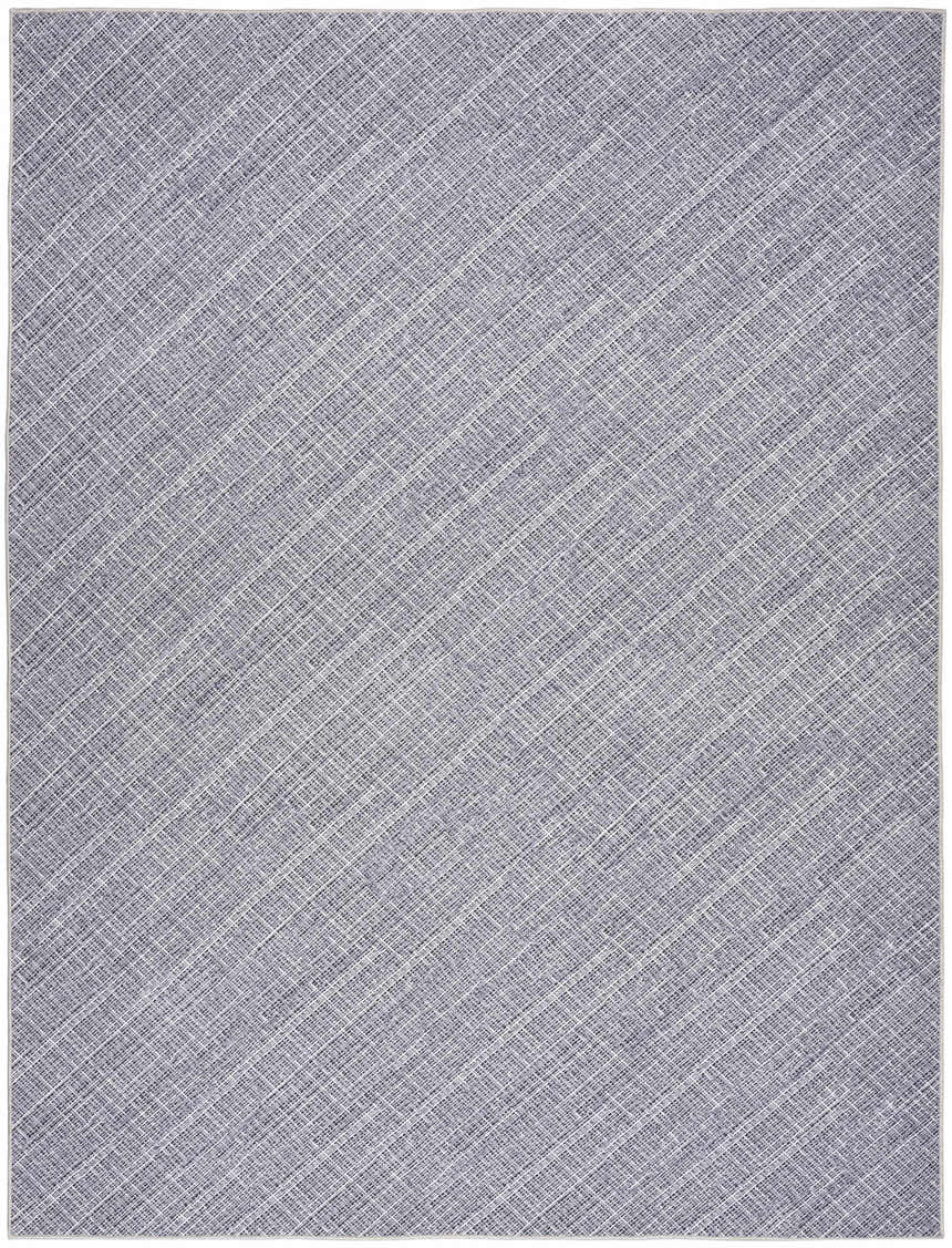 Close-up of the Nourison Grey Modern Indoor Washable Area Rug, featuring a textured, crosshatch pattern in shades of gray.