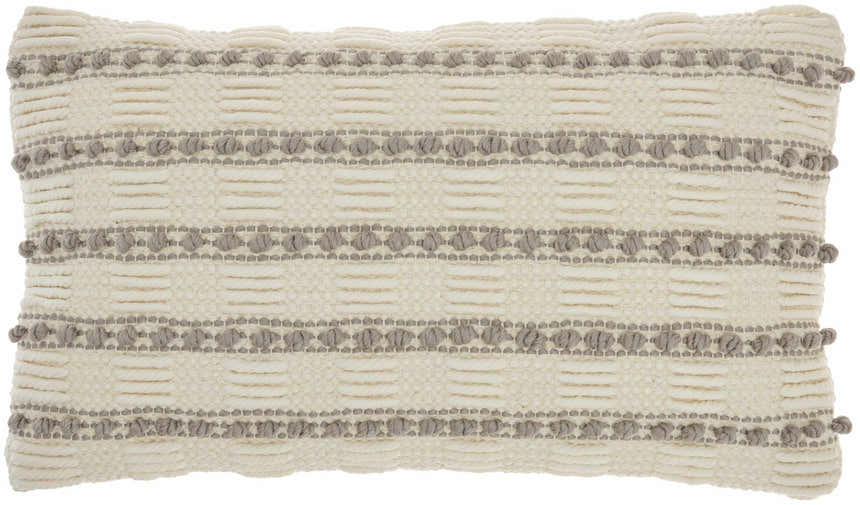 Mina Victory Lifestyle Woven Lines And Dots Lt Grey Indoor Throw Pillow
