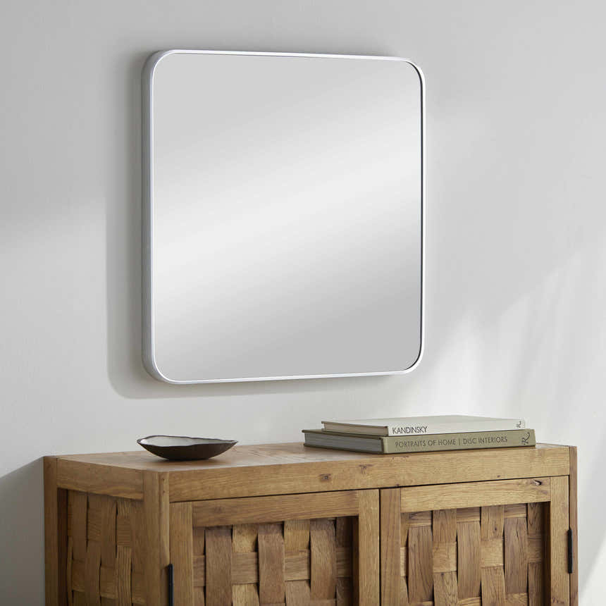 Ockenfels Modern Arched Silver Gray Wall Mirror