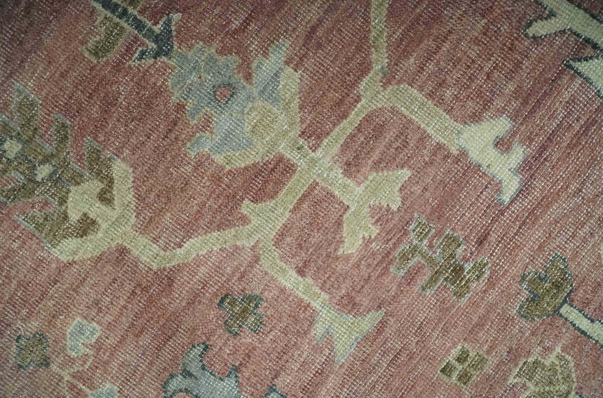 Distress Finished Tree of Life Hand Knotted Rust and Blue Custom Made Wool Rug