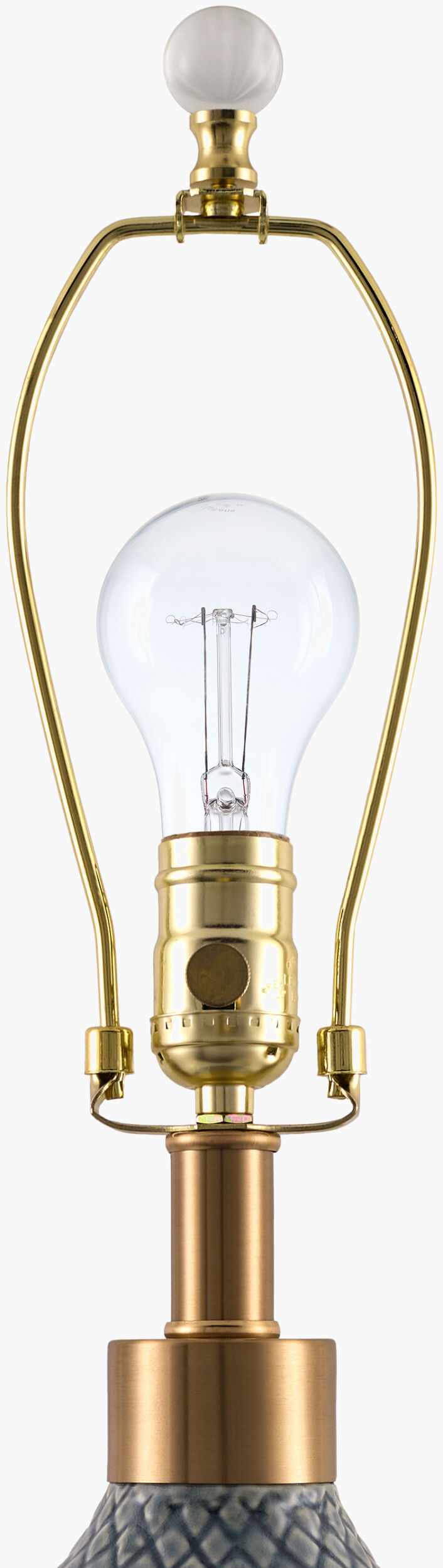Aqua Blue Modern Table Lamp with global details for bedside or console tables